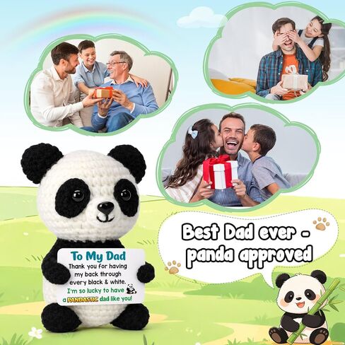 Dad Gifts for Fathers Day - Funny Gag Father's Day Crochet Panda Gift for Father Birthday from Daughter Son, Unique Cute Christmas Stocking Stuffers for Papa Daddy, Best Dad Ever Gifts in Kuwait