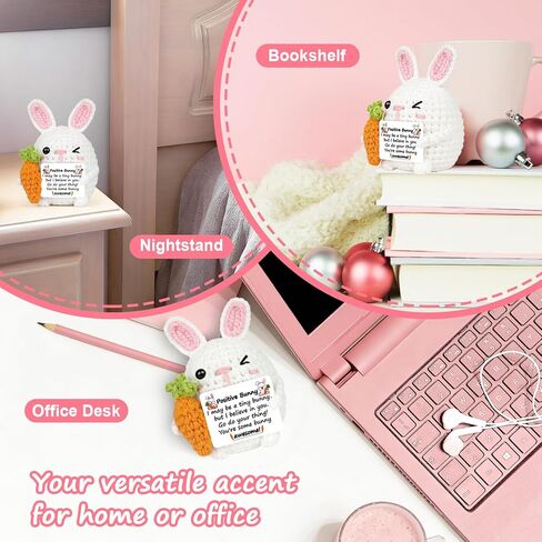 Easter Basket Stuffers - Handmade Crochet Bunny for Teens Boys Girls - Easter Egg Fillers for Kids Son, Graduation Birthday Gift for College Friend, Positive Appreciation Gifts for Teacher Coworker in Saudi Arabia