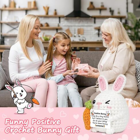 Easter Basket Stuffers - Handmade Crochet Bunny for Teens Boys Girls - Easter Egg Fillers for Kids Son, Graduation Birthday Gift for College Friend, Positive Appreciation Gifts for Teacher Coworker in Saudi Arabia