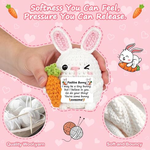 Easter Basket Stuffers - Handmade Crochet Bunny for Teens Boys Girls - Easter Egg Fillers for Kids Son, Graduation Birthday Gift for College Friend, Positive Appreciation Gifts for Teacher Coworker in Saudi Arabia