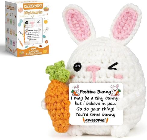 Easter Basket Stuffers - Handmade Crochet Bunny for Teens Boys Girls - Easter Egg Fillers for Kids Son, Graduation Birthday Gift for College Friend, Positive Appreciation Gifts for Teacher Coworker in Saudi Arabia