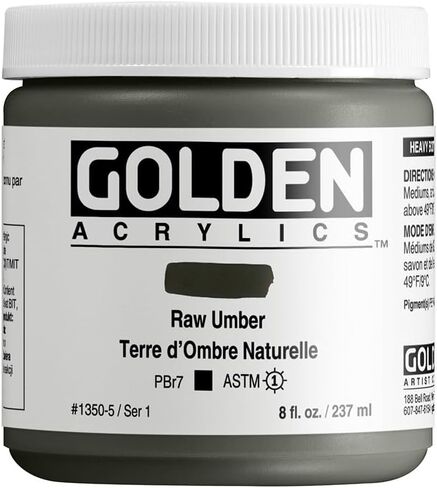 GOLDEN Heavy Body Acrylics, Raw Umber, 8 fl. oz. Jar, Professional Acrylic Paint, Opaque in Kuwait