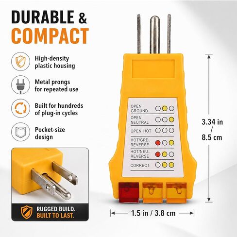 Outlet Tester,Plug Tester,Outlet Test Plug in,Electrical Outlet Test for Standard North American Ac Electrical Outlets, Receptacle Tester for Plug Security Test in Saudi Arabia
