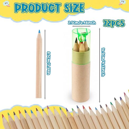 12 Packs Mini Colored Pencils Bulk with Sharpener, Portable Pencil Set in Tube for Classroom Reward, School Supplies, Art Drawing, Sketching, Party Gifts (6 Colors) in Saudi Arabia