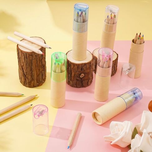 12 Packs Mini Colored Pencils Bulk with Sharpener, Portable Pencil Set in Tube for Classroom Reward, School Supplies, Art Drawing, Sketching, Party Gifts (6 Colors) in Saudi Arabia