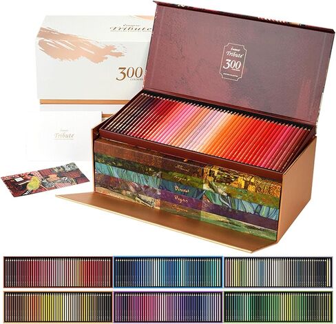 300 Colored Pencils Set for Adults Coloring, Professional Oil Based Art Pencils with 4.0mm Thick Soft Core up to 10 layers, Artist Drawing Pencils in Masterpiece Gift Box (300 colors) in Kuwait