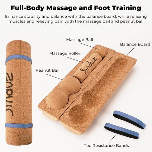 Premium Cork Balance Board - 15.7" Large Ankle Balance Board with Peanut Massage Ball, Balance Trainer, Foot Strengthener for Full Body Massage | Balance Stability | Improve Mobility | Prevent Falls in Saudi Arabia