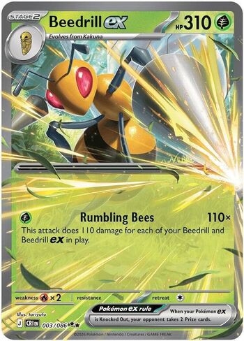 Pokemon - Beedrill ex 003/086 - Chaos Rising - Double Rare - Foil Single Card in Kuwait