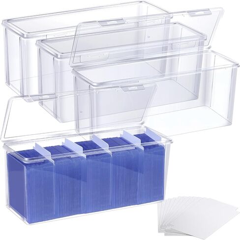2 Pack Toploader Storage Box with Dividers, Trading Card Storage Box Top Loaders Holder and Sports Card Storage Large for 180 Toploaders 750 Cards (2) in Kuwait