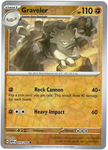 Pokemon - Graveler 075/165 - Pokemon 151 - Reverse Foil - Single Card in Kuwait