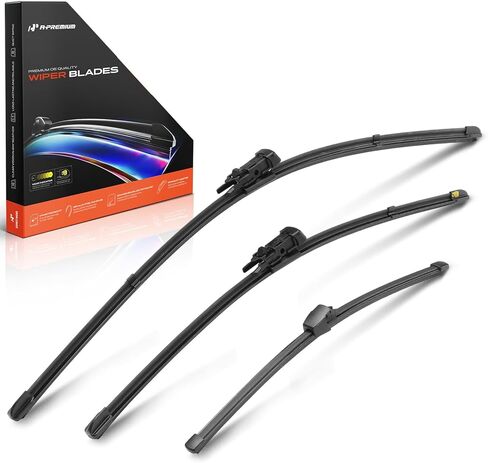 A-Premium 24"+19"+13" Windshield Wiper Blades Compatible with Volkswagen Jetta 2011-2012, R32 2008, Rabbit 2006-2009 - Front Rear Wiper Blade, TLP/FR_TL1, with Wear Indicator & Towel (Pack of 3) in Kuwait