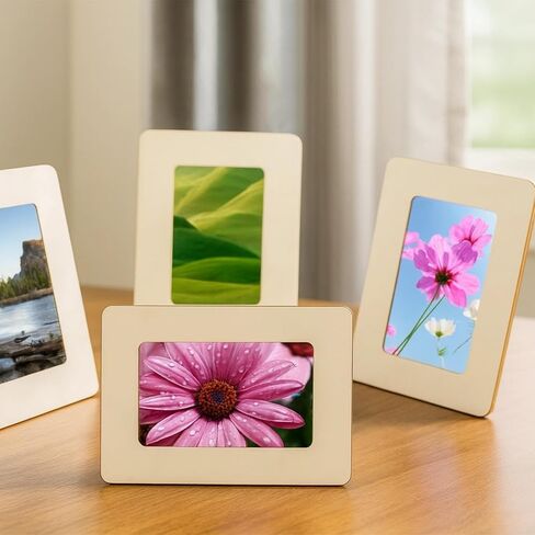 12 Pcs Unfinished Wood Picture Frames, 4x6 in Wooden Photo Frame Bulk for Youngsters Crafts DIY, Smooth Surface Safe Material, Long-Lasting Versatile Vertical Horizontal Display Stand for Gifts in Saudi Arabia