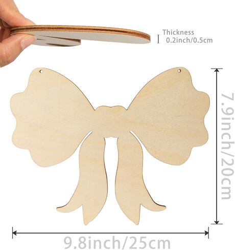 9.8In Bow Shape Unfinished Wood Bowknot Board Shape Wood Sign with Twines DIY for Door Wreath Window Garden Ornament Decoration 3Pack in Saudi Arabia