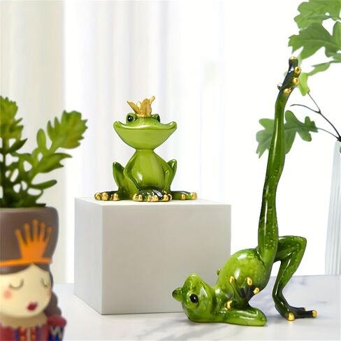 LINZHEN Leg Press Pastoral Yoga Frog Ornament,Decorate Living Room, Balcony, or Desktop Bookcase with Resin Crafted Frog Figurine,Perfect Yard and Holiday Supplies for Patio and Lawn Décor in Saudi Arabia