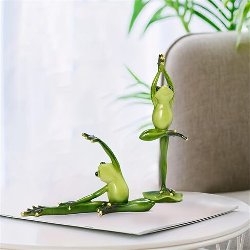 LINZHEN Leg Press Pastoral Yoga Frog Ornament,Decorate Living Room, Balcony, or Desktop Bookcase with Resin Crafted Frog Figurine,Perfect Yard and Holiday Supplies for Patio and Lawn Décor in Saudi Arabia