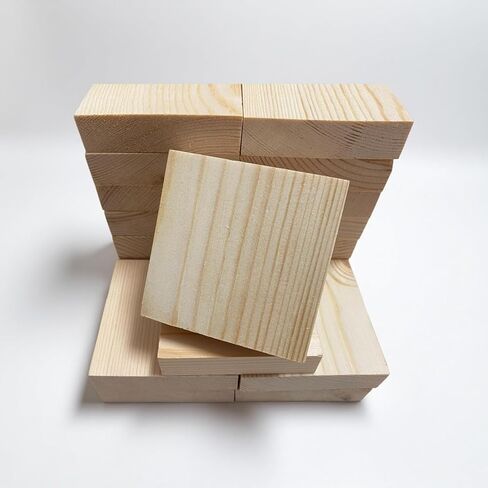 Unfinished Natural Mongolian Scots Pine Wood Blocks, 20 Pcs - 3.15 x 3.15 x 1 inch - for Painting, Craft Wood kit, Square Crafts, DIY Crafts, Wood Burning, Carving, Engraving, Ornaments, Wedding in Saudi Arabia