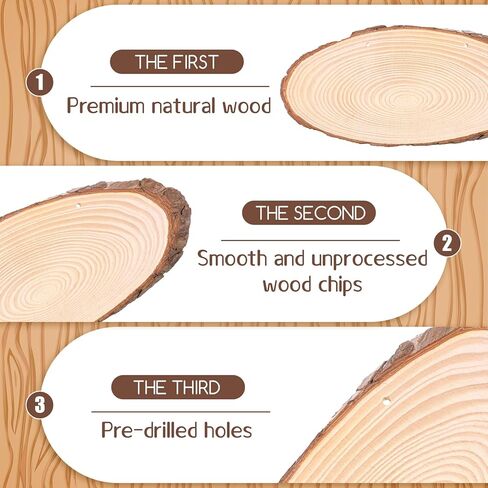 6 Pack 11 Inch Oval Wood Slice Basswood Plaque Hanging Signs with Jute, Unfinished Craft Wooden Slices Hanging Signs with Bark and Small Eye Ring for Burning Painting Crafts DIY, Painting, Ornament in Kuwait