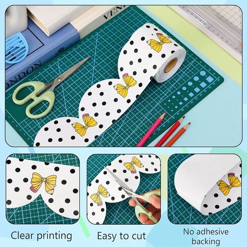 65 Feet Dot Bulletin Board Borders Trimmers Black and White Polka Dot Scalloped Bulletin Board Borders Trims for Office Classroom Chalkboard Blackboard Decor (Bowknot Dot) in Saudi Arabia