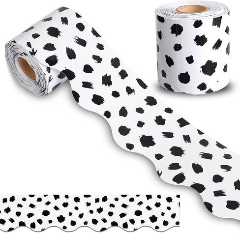 65 Feet Dot Bulletin Board Borders Trimmers Black and White Polka Dot Scalloped Bulletin Board Borders Trims for Office Classroom Chalkboard Blackboard Decor (Bowknot Dot) in Saudi Arabia
