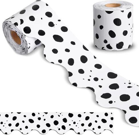 65 Feet Dot Bulletin Board Borders Trimmers Black and White Polka Dot Scalloped Bulletin Board Borders Trims for Office Classroom Chalkboard Blackboard Decor (Bowknot Dot) in Saudi Arabia