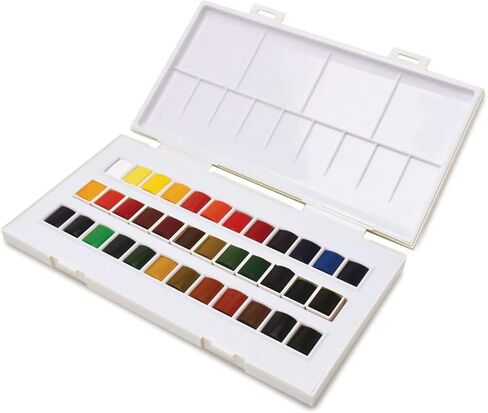 SENNELIER La Petite Aquarelle 36 Color Watercolor Travel Kit, Beginner & Student Half-Pan Painting Set with Portable Palette and Vibrant, Easy-Blend Colors in Kuwait