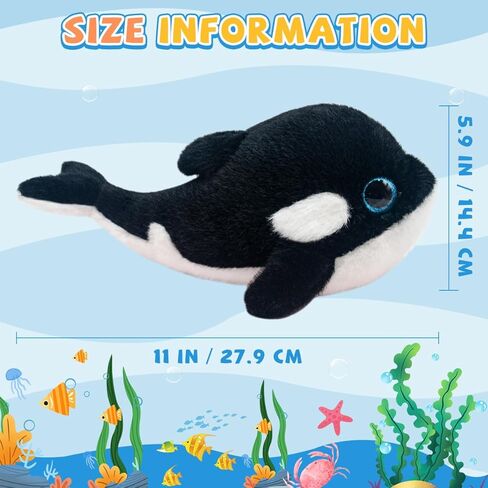 Orca Stuffed Animal Cute 11 Inches Orca Whale Plush Toy Soft Orcas Plushies Stuffy Small Ocean Stuffed Animals Birthday Graduation Gifts for Boys Kids in Kuwait