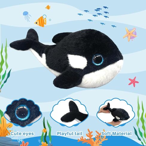 Orca Stuffed Animal Cute 11 Inches Orca Whale Plush Toy Soft Orcas Plushies Stuffy Small Ocean Stuffed Animals Birthday Graduation Gifts for Boys Kids in Kuwait
