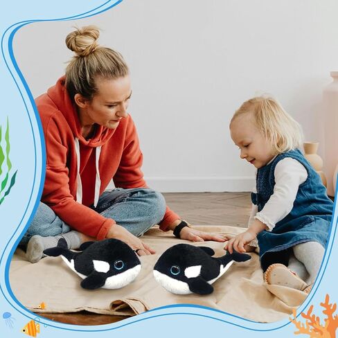 Orca Stuffed Animal Cute 11 Inches Orca Whale Plush Toy Soft Orcas Plushies Stuffy Small Ocean Stuffed Animals Birthday Graduation Gifts for Boys Kids in Kuwait