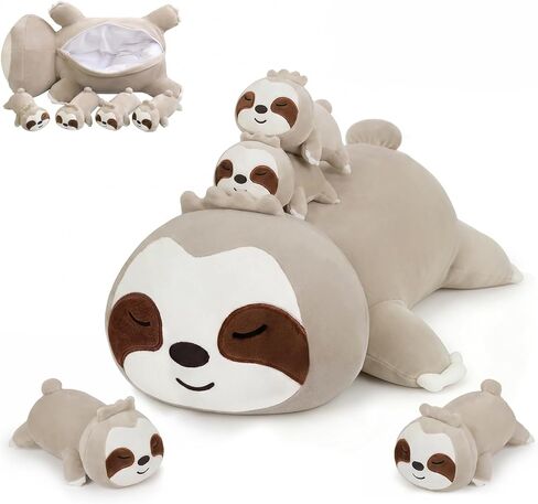 SQEQE Panda Stuffed Animals with Babies Inside Belly - 1 Mommy Stuffed Panda with 4 Cute Babies Plushie Gifts Ideal for Kids and Adults in Saudi Arabia