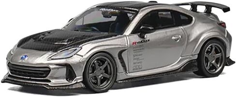 Diecast Model Car Compatible with CM Model 1:64 Subaru BRZ Varis Widebody Gray Metallic with Carbon Hood and Top and Extra Wheels CM64-BRZ-10 in Kuwait