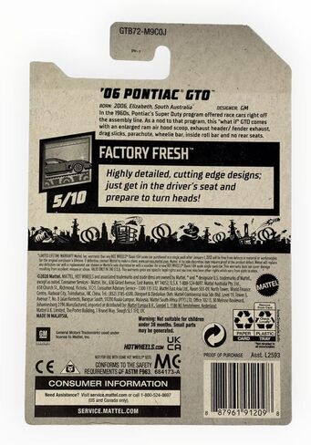 DieCast Hot Wheels '06 Pontiac GTO, Factory Fresh 5/10 [Blue] 87/250 in Saudi Arabia