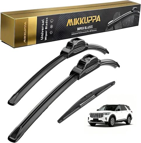 مجموعة شفرات ممسحة MIKKUPPA مقاس 26 بوصة + 22 بوصة + 11 بوصة، بديلة لسيارة Ford Explorer 2011-2023 - مساحات الزجاج الأمامي مع شفرات ممسحة ممتازة لجميع المواسم (عبوة من 3 قطع) in Kuwait