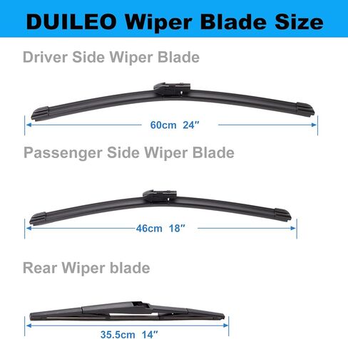 Windshield Wiper Blades for Mazda CX-5 2017-2025 / Mazda CX-9 2017-2023 Replacement Front & Rear Wiper Blades, Premium All Season All Weather Automotive Front Rear Wipers Set/ 24"+18"+14" in Kuwait