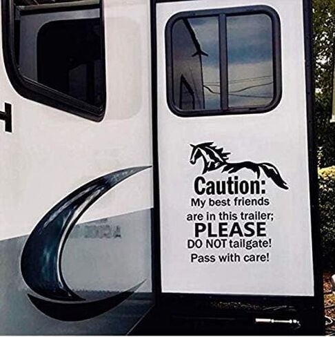 Caution Horses in Trailer Car Decal Sticker - My Best Friends are in This Trailer Warning Vinyl Sticker for Horse Lovers, Durable & Weatherproof Decal for Truck, Trailer, SUV (9''x11.4'', 2pcs) in Saudi Arabia