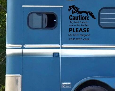 Caution Horses in Trailer Car Decal Sticker - My Best Friends are in This Trailer Warning Vinyl Sticker for Horse Lovers, Durable & Weatherproof Decal for Truck, Trailer, SUV (9''x11.4'', 2pcs) in Saudi Arabia
