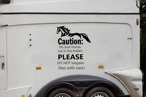 Caution Horses in Trailer Car Decal Sticker - My Best Friends are in This Trailer Warning Vinyl Sticker for Horse Lovers, Durable & Weatherproof Decal for Truck, Trailer, SUV (9''x11.4'', 2pcs) in Saudi Arabia