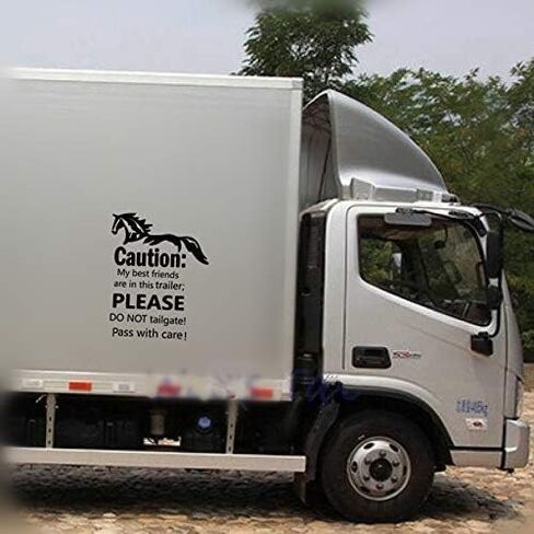 Caution Horses in Trailer Car Decal Sticker - My Best Friends are in This Trailer Warning Vinyl Sticker for Horse Lovers, Durable & Weatherproof Decal for Truck, Trailer, SUV (9''x11.4'', 2pcs) in Saudi Arabia