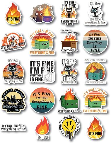 20 Pack It's Fine I'm Fine Everything is Fine Premium qaulity Vinyl Sticker Decal for Car Truck Laptop Truck Bumper Bike Mirror Window Skateboard Wall Cell (2 inch) in Saudi Arabia