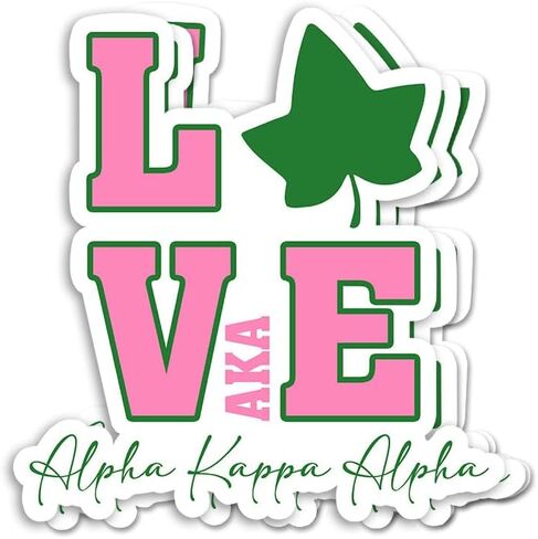 (3pcs) Alpha Kappa Alpha Love Sticker - Aka Sorority Decal - Decorative Decals - Unique and Eye-Catching - Durable & Waterproof - Perfect for Laptops Water Bottles Car - Ideal for Gifting in Saudi Arabia