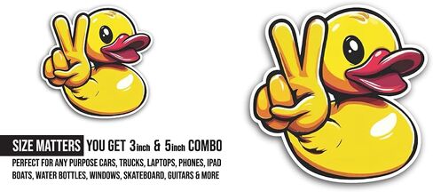 2 (Pieces) 3" and 5" Rubber Duck Sticker, Waterproof Vinyl Decals for Many Purpose Like Cars, Trucks, Laptops, Phones, Windows and More in Saudi Arabia