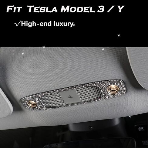 YHCDSEA Bling Crystal Trim Decal Sticker for Tesla Model 3 Model Y Accessories (Top Reading Light Cover) in Kuwait
