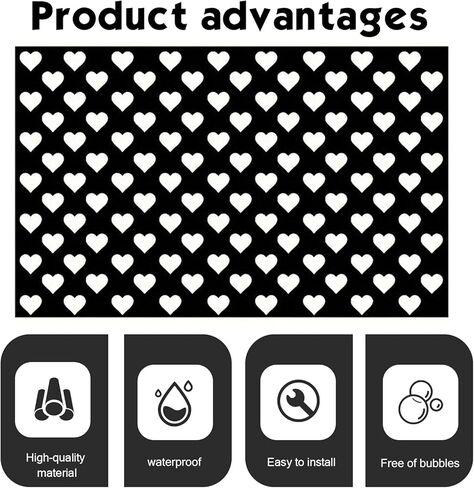 4 PCS Car Heart Pattern Taillight Stickers, Self-Adhesive Automotive Rear Lamp Decals, Cuttable Taillight Tint Film Sheet, Universal for Most Cars (Black) in Kuwait