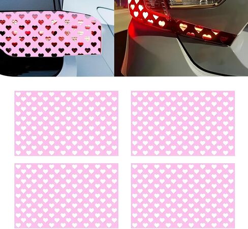 4 PCS Car Heart Pattern Taillight Stickers, Self-Adhesive Automotive Rear Lamp Decals, Cuttable Taillight Tint Film Sheet, Universal for Most Cars (Black) in Kuwait
