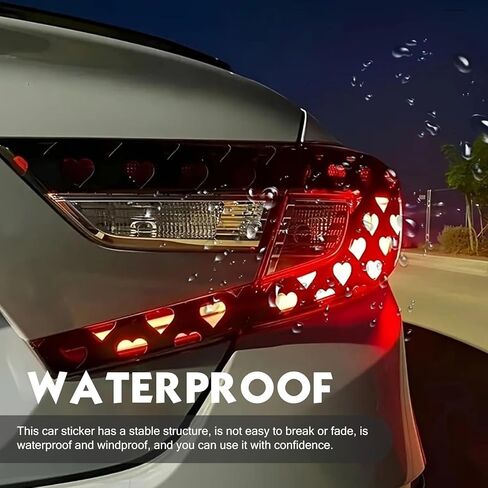 4 PCS Car Heart Pattern Taillight Stickers, Self-Adhesive Automotive Rear Lamp Decals, Cuttable Taillight Tint Film Sheet, Universal for Most Cars (Black) in Kuwait