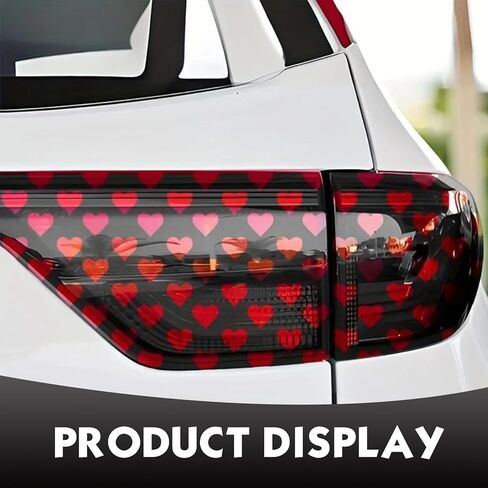 4 PCS Car Heart Pattern Taillight Stickers, Self-Adhesive Automotive Rear Lamp Decals, Cuttable Taillight Tint Film Sheet, Universal for Most Cars (Black) in Kuwait
