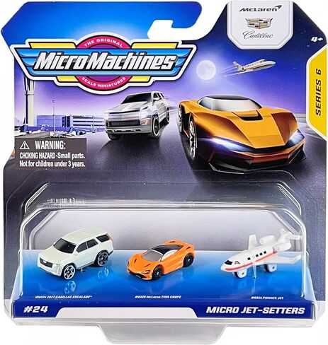 Micro Machines 2021 Series 6 Starter Pack #24 Micro Jet Setters - 2021 Cadillac Escalade, McLaren 720S Coupe, Private Jet in Saudi Arabia