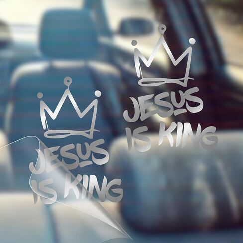 Jesus is King - Christian Jesus Cross Car Vinyl Decal Bumper Sticker for Car, Wall, Window, Vehicle, Weather Resistant, Viral (1, Pink) in Kuwait