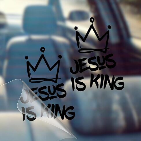 Jesus is King - Christian Jesus Cross Car Vinyl Decal Bumper Sticker for Car, Wall, Window, Vehicle, Weather Resistant, Viral (1, Pink) in Kuwait