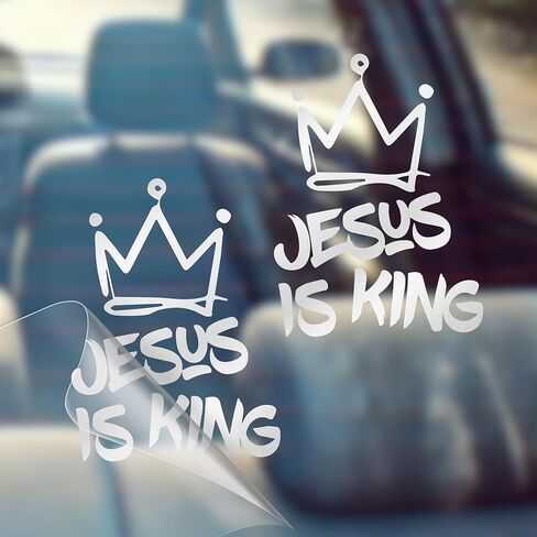 Jesus is King - Christian Jesus Cross Car Vinyl Decal Bumper Sticker for Car, Wall, Window, Vehicle, Weather Resistant, Viral (1, Pink) in Kuwait