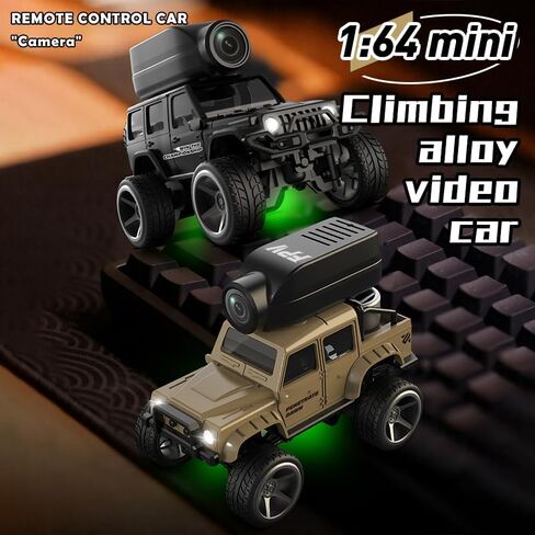 KF32 1:64 Die-Cast RC Crawler with Camera, Full-Scale 4WD Mini Desktop Off-Road Remote Control Car, High-Performance Racing Model(Black) in Saudi Arabia